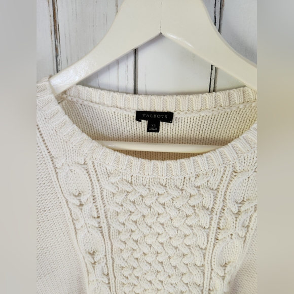 Talbots Cotton blend Sz S Cable Knit Ivory Color Very Good Condition - Picture 3 of 10